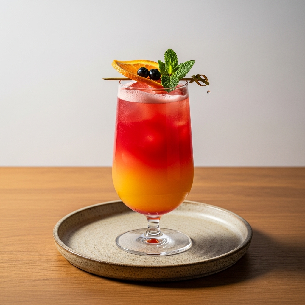 Elated Sunset Mocktail – Una Celebración de los Sentidos